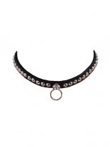 Leder Choker Halsband Spitznieten und Ring
