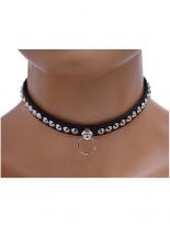 Leder Choker Halsband Spitznieten und Ring