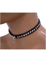 Leder Choker Halsband Spitznieten und Ring