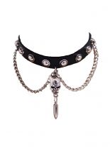 Leder Choker Halsband Patrone mit Kette