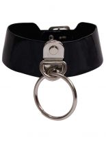 Lack Leder Choker Halsband breit mit Ring