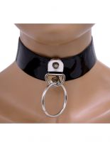 Lack Leder Choker Halsband breit mit Ring