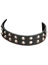 Leder Halsband Spitznieten 2 reihig