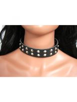 Leder Halsband Spitznieten 2 reihig