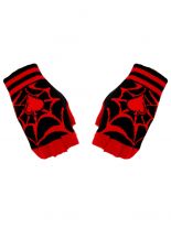 Fingerlose Handschuhe Spinnennetz rot