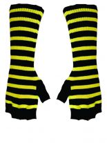 Fingerlose Stulpenhandschuhe schwarz gelb gestreift