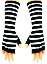 Fingerlose Stulpenhandschuhe schwarz weiß gestreift