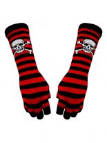 Fingerlose Stulpenhandschuhe Skull schwarz rot