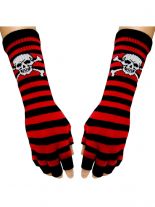 Fingerlose Stulpenhandschuhe Skull schwarz rot