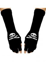 Fingerlose Stulpenhandschuhe Skull schwarz