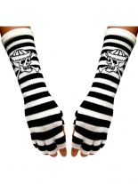 Fingerlose Stulpenhandschuhe Kapitän Skull gestreift