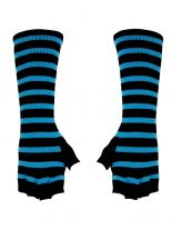 Fingerlose Stulpenhandschuhe blau Streifen