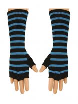 Fingerlose Stulpenhandschuhe blau Streifen