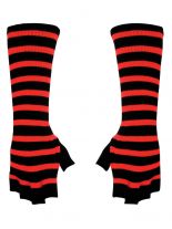 Fingerlose Stulpenhandschuhe rot Streifen
