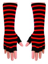 Fingerlose Stulpenhandschuhe rot Streifen