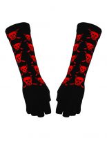 Fingerlose Stulpenhandschuhe Totenkopf rot