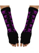 Fingerlose Stulpenhandschuhe Totenkopf lila