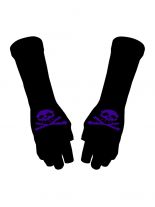 Fingerlose Stulpenhandschuhe blauer Totenkopf