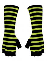 Fingerlose Stulpenhandschuhe gelb neon Streifen