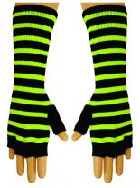 Fingerlose Stulpenhandschuhe gelb neon Streifen