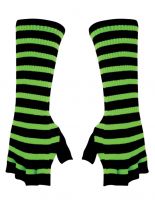 Fingerlose Stulpenhandschuhe grün neon Streifen