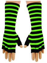Fingerlose Stulpenhandschuhe grün neon Streifen
