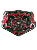 Gürtelschnalle Totenkopf mit Spinnennetz