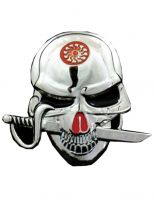 Gürtelschnalle Totenkopf mit Säbel