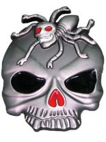 Gürtelschnalle Totenkopf mit Spinne