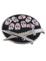 Gürtelschnalle Skulls mit Schwerter