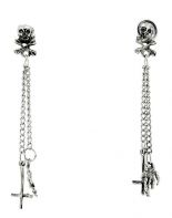 Ohrring Crucifix mit Knochenhand
