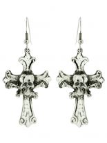 Ohrring Kreuz mit Totenkopf