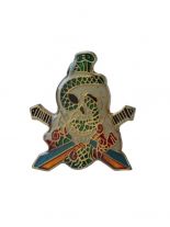 Anstecker Pin Schlange im Totenkopf