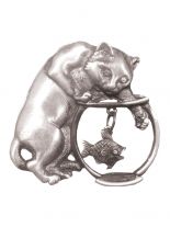 Anstecker Katze mit Fisch
