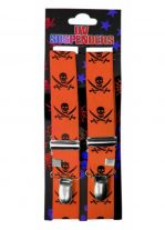 Hosenträger Totenkopf neon orange