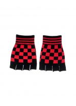 Fingerlose Handschuhe schwarz rot kariert