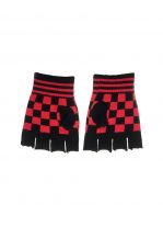 Fingerlose Handschuhe schwarz rot kariert