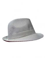 Clubstyle Trilby Hut weiß kariert