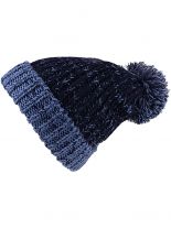 Slouch Long Winter Mütze dunkelblau Bommel
