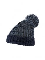 Slouch Long Winter Mütze blau Bommel