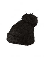 Slouch Long Winter Mütze schwarz Bommel