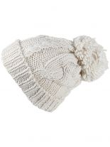 Slouch Long Winter Mütze weiß Bommel
