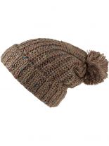 Slouch Long Winter Mütze beige bunt Bommel