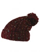 Slouch Long Winter Mütze rot bunt Bommel
