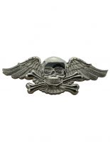 Fashion Gürtel Totenkopf mit Flügel silber