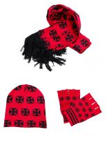 Winterset Eisernes Kreuz Schal Beanie Handschuhe