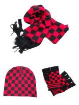 Winterset Karomuster Schal Beanie Handschuhe