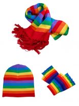 Winterset Regenbogen Schal Beanie Handschuhe