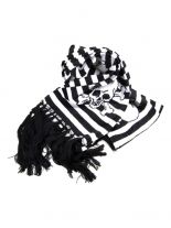Winterset Totenkopf mit Streifen Schal Beanie Handschuhe