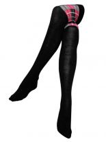 Overknees Grau & Pink karierte